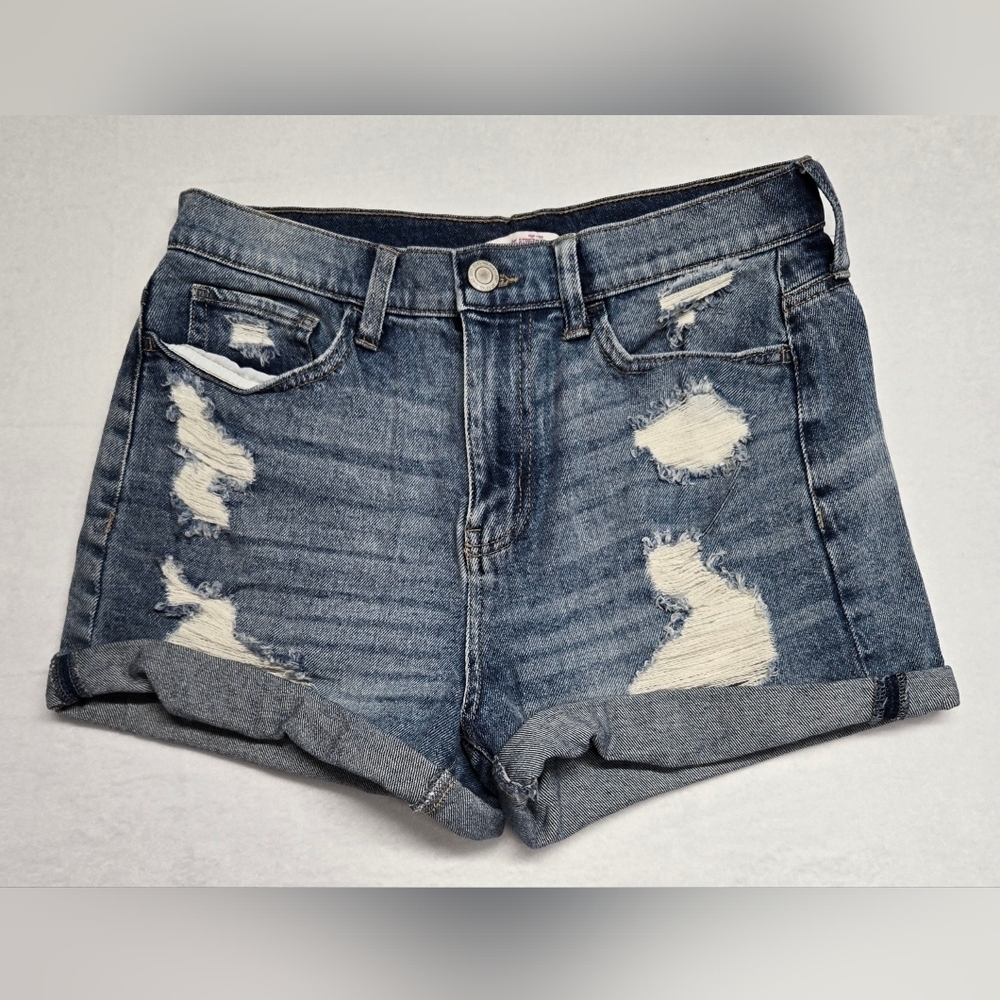SO High Rise Vintage Stretch Mom Short Denim Jean Shorts 9/29W Distressed